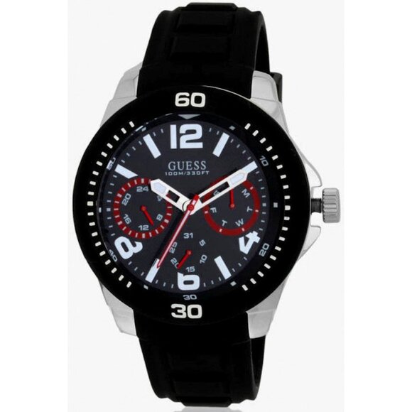 Mens Guess Watch W0967G1 Stylish Silicone Band Reloj para Hombre